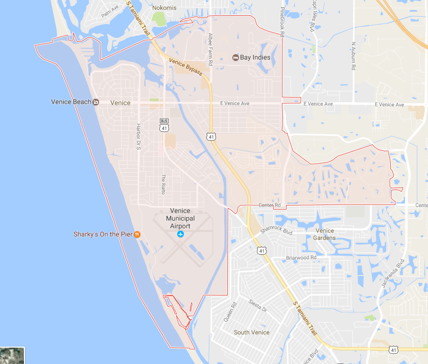 Venice Florida 34285 Zip Code Boundaries